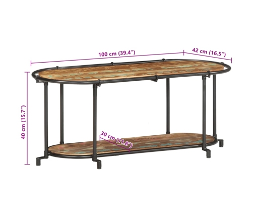 Mueble de TV madera maciza reciclada 100x42x40 cm