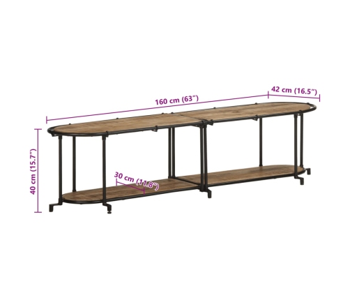 Mueble de TV madera maciza de mango rugosa 160x42x40 cm