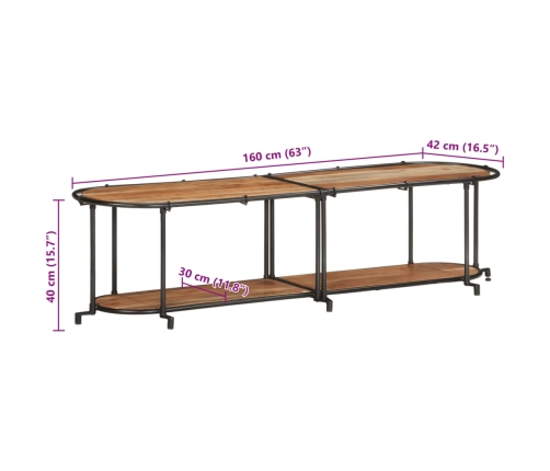 Mueble de TV madera maciza de acacia 160x42x40 cm