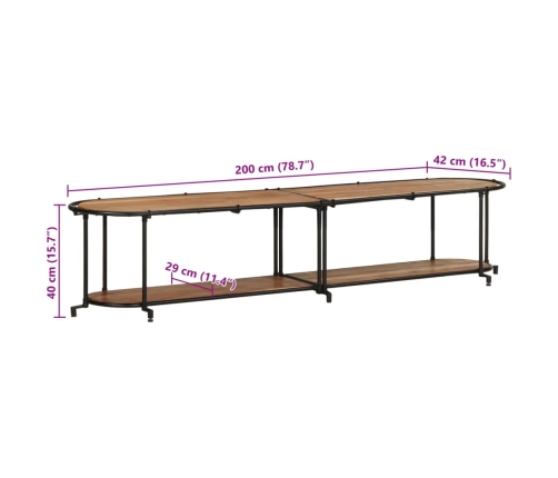 Mueble de TV madera maciza de acacia 200x42x40 cm