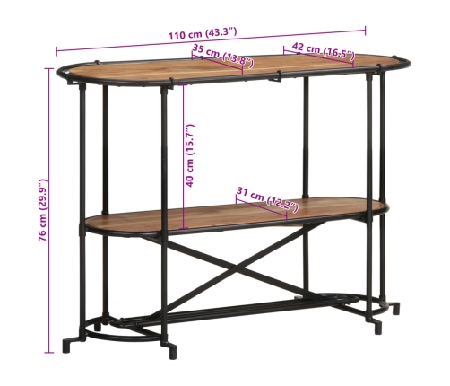 Mesa consola madera maciza de acacia 110x42x76 cm