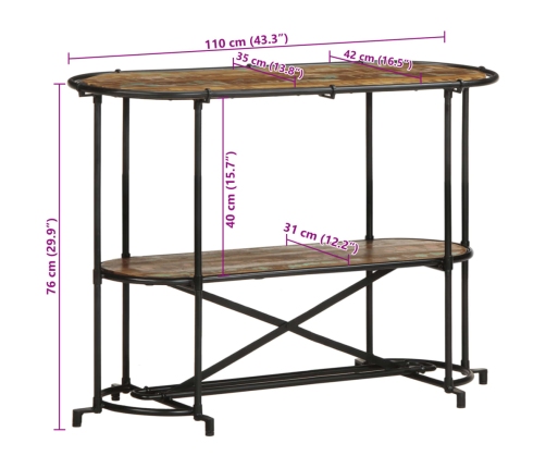 Mesa consola madera maciza reciclada 110x42x76 cm