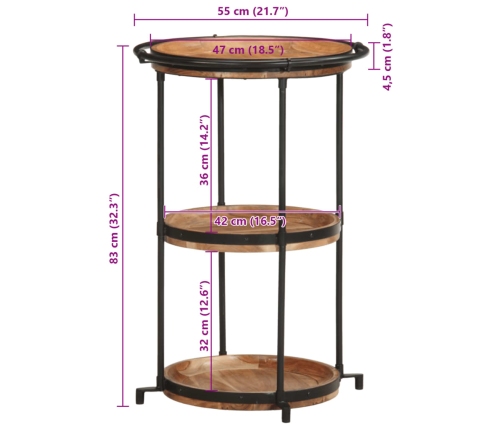 Mesa auxiliar madera maciza de acacia Ø55x83 cm