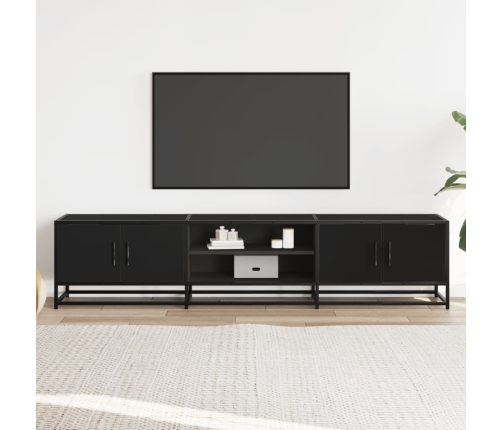 Mueble de TV madera de ingeniería negro 180x35x41 cm