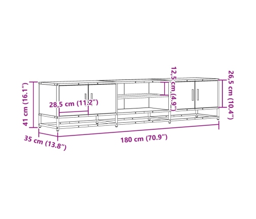 Mueble de TV madera de ingeniería negro 180x35x41 cm