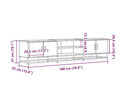 Mueble para TV madera de ingeniería roble marrón 180x35x41 cm