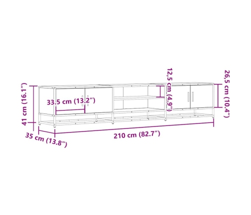 Mueble para TV madera de ingeniería negro 210x35x41 cm