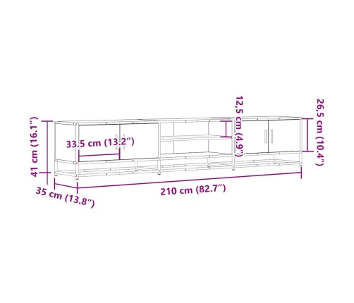 Mueble para TV madera de ingeniería roble Sonoma 210x35x41 cm