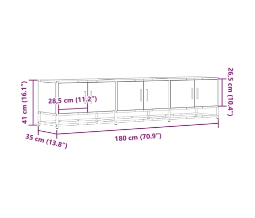 Mueble de TV madera de ingeniería negro 180x35x41 cm