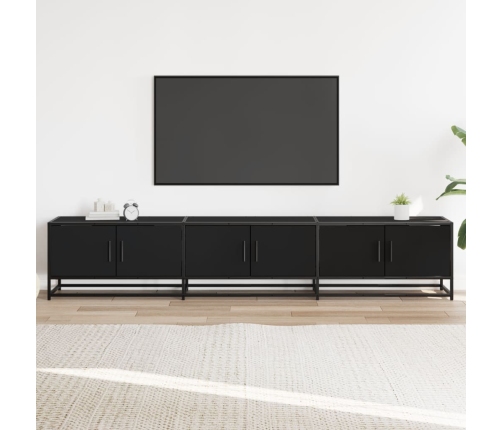 Mueble para TV madera de ingeniería negro 210x35x41 cm