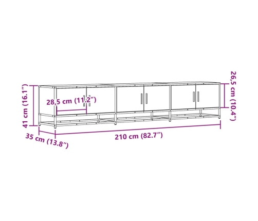 Mueble para TV madera de ingeniería roble Sonoma 210x35x41 cm