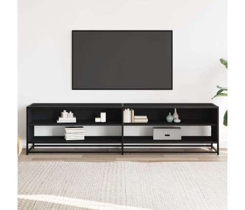 Mueble de TV madera de ingeniería negro 180,5x40x46 cm