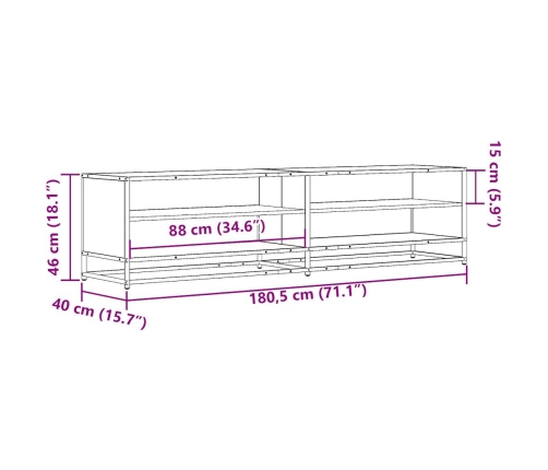 Mueble de TV madera de ingeniería negro 180,5x40x46 cm