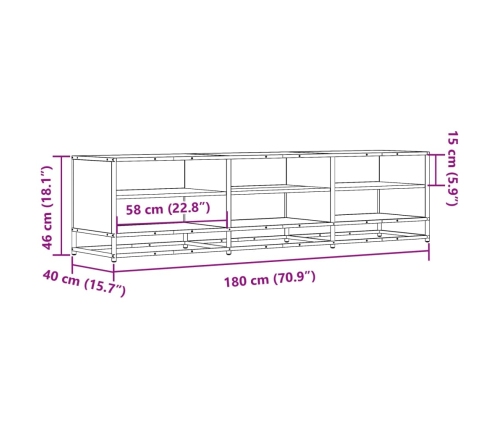 Mueble de TV madera de ingeniería negro 180x40x46 cm