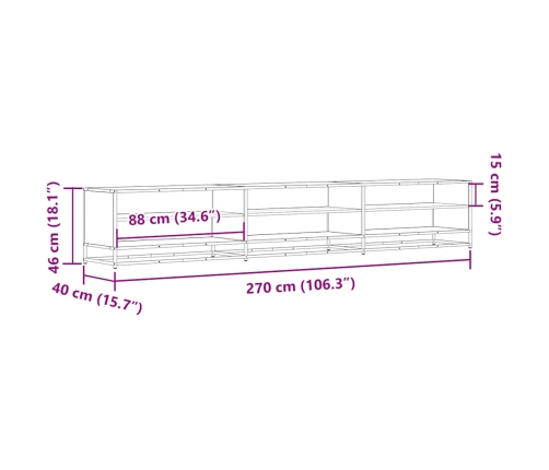 Mueble para TV madera de ingeniería roble Sonoma 270x40x46 cm