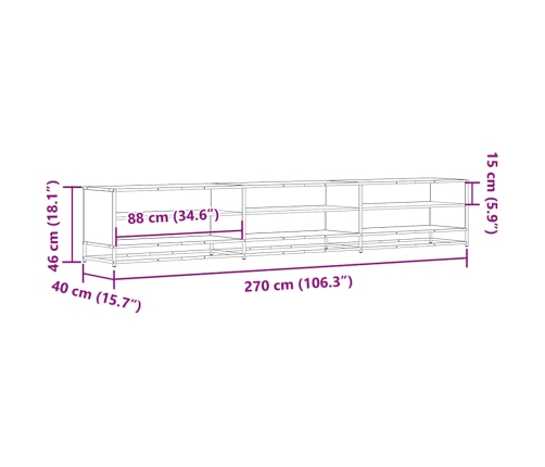 Mueble de TV madera de ingeniería roble ahumado 270x40x46 cm