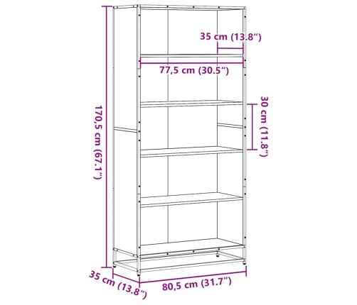 Estantería madera de ingeniería roble Sonoma 80,5x35x170,5 cm