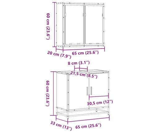 Juego de muebles de baño 2 pzas madera contrachapada negro