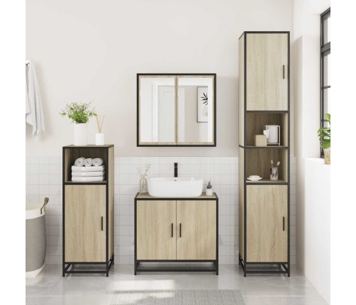 Set de muebles de baño 2 pzas madera contrachapada roble Sonoma