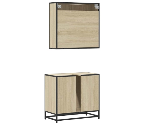 Set de muebles de baño 2 pzas madera contrachapada roble Sonoma