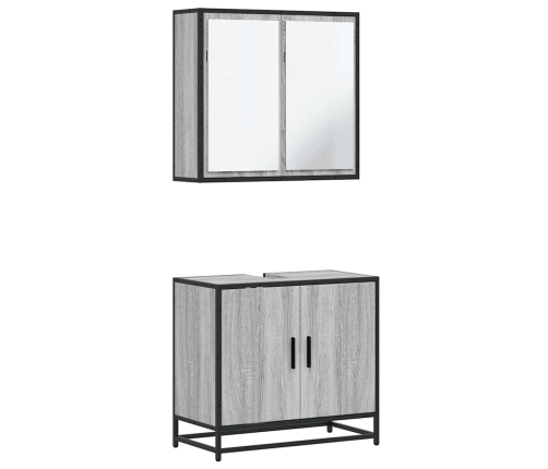 Set de muebles de baño 2 pzas madera contrachapada gris sonoma