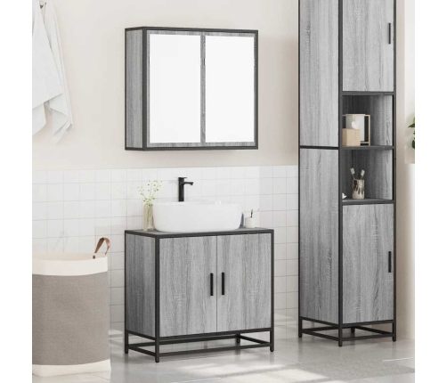 Set de muebles de baño 2 pzas madera contrachapada gris sonoma