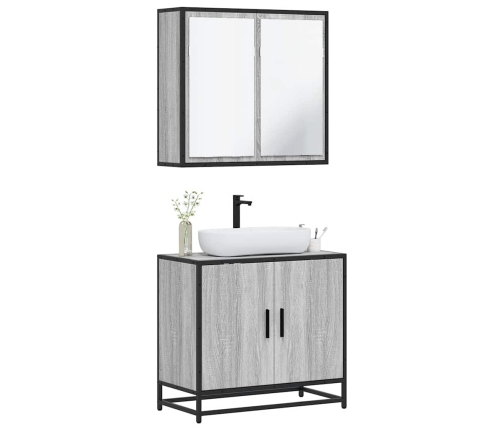 Set de muebles de baño 2 pzas madera contrachapada gris sonoma