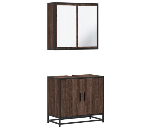 Set de muebles baño 2 pzas madera contrachapada marrón roble