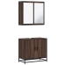 Set de muebles baño 2 pzas madera contrachapada marrón roble