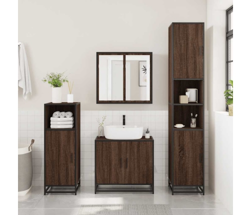 Set de muebles baño 2 pzas madera contrachapada marrón roble