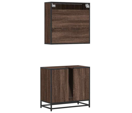 Set de muebles baño 2 pzas madera contrachapada marrón roble