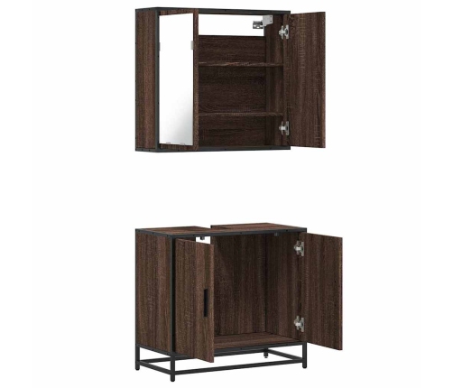 Set de muebles baño 2 pzas madera contrachapada marrón roble