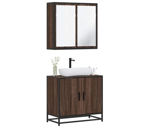 Set de muebles baño 2 pzas madera contrachapada marrón roble