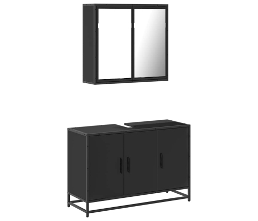 Juego de muebles de baño 2 pzas madera contrachapada negro