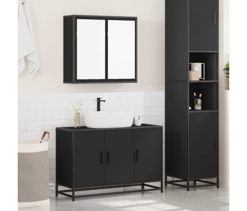 Juego de muebles de baño 2 pzas madera contrachapada negro