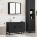 Juego de muebles de baño 2 pzas madera contrachapada negro