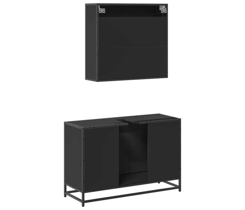 Juego de muebles de baño 2 pzas madera contrachapada negro