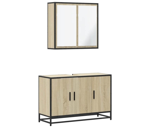 Set de muebles de baño 2 pzas madera contrachapada roble Sonoma