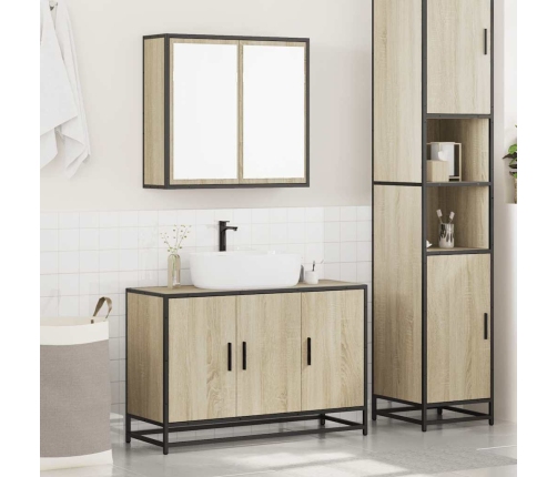 Set de muebles de baño 2 pzas madera contrachapada roble Sonoma