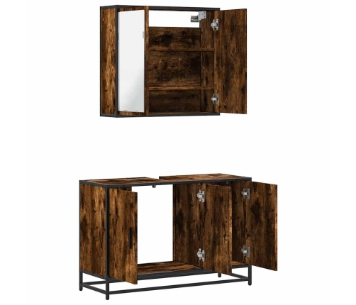 Set de muebles baño 2 pzas madera contrachapada roble ahumado