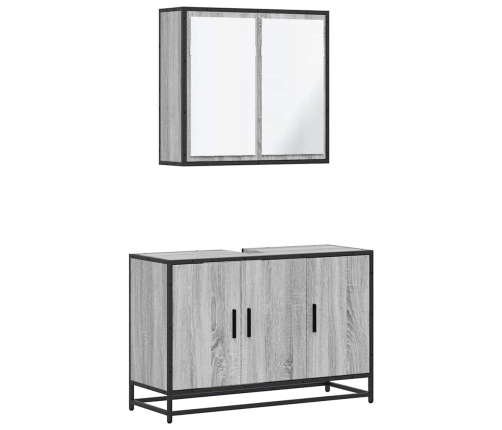 Set de muebles de baño 2 pzas madera contrachapada gris sonoma