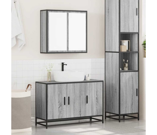 Set de muebles de baño 2 pzas madera contrachapada gris sonoma