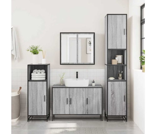 Set de muebles de baño 2 pzas madera contrachapada gris sonoma