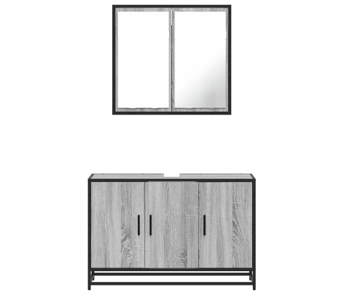 Set de muebles de baño 2 pzas madera contrachapada gris sonoma