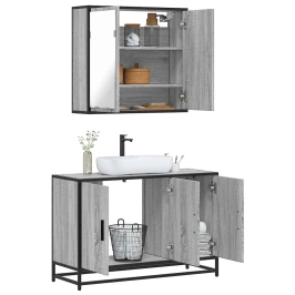 Set de muebles de baño 2 pzas madera contrachapada gris sonoma