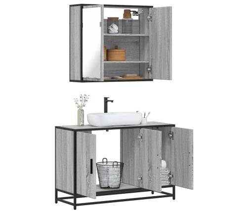 Set de muebles de baño 2 pzas madera contrachapada gris sonoma