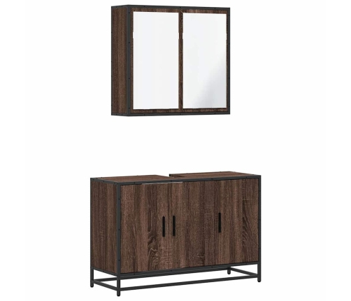 Set de muebles baño 2 pzas madera contrachapada marrón roble