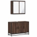 Set de muebles baño 2 pzas madera contrachapada marrón roble