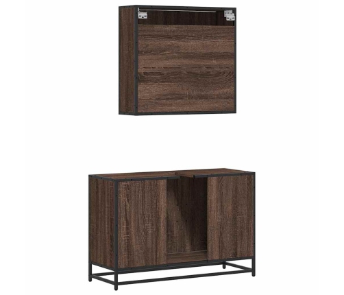 Set de muebles baño 2 pzas madera contrachapada marrón roble