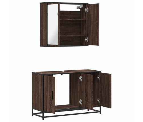 Set de muebles baño 2 pzas madera contrachapada marrón roble